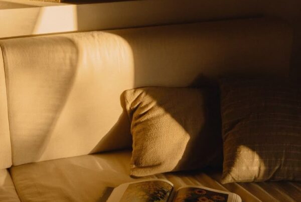 Calm early morning scene with golden light and empty space, evoking clarity and stillness